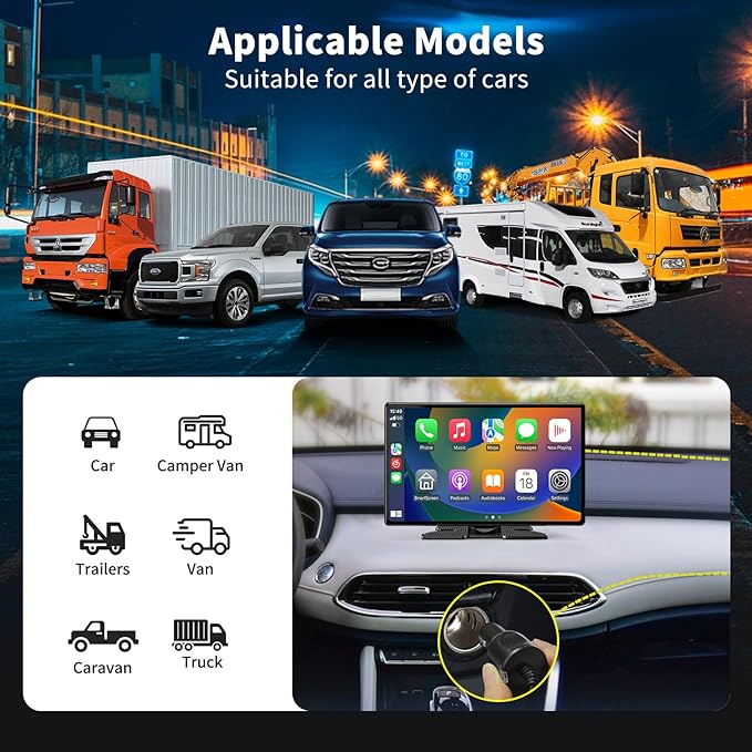 Wireless Carplay 11.3" A pple Carplay Screen for Car with 4K Dash Cam 1080P Backup Camera, Car Stereo for Carplay & Android Auto GPS Navigation/Bluetooth/Mirror Link/Voice Control/AUX/FM/Siri