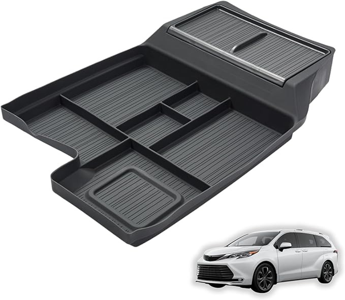 Lower Center Console Organizer for 2021-2026 Toyota Sienna, Soft Silicone Car Interior Storage Organizer with Multiple Compartments