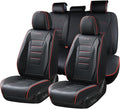 Coverado Seat Covers Full Set, Seat Covers for Cars, Car Seat Cover, Car Seat Protector, Nappa Leather Car Seat Cushion, Waterproof Car Seat Covers Front Seats and Back Fit for Most Cars (Redline)