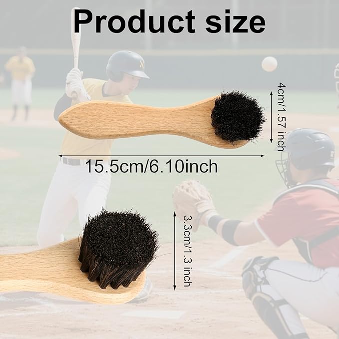 lasuroa 2pcs Baseball Glove Brush, Small Baseball Glove Scrub Horsehair Brushes Gentle Routine Maintenance Horse Hair Bristles Practical Cleaning Supply Accessories for Deep Clean