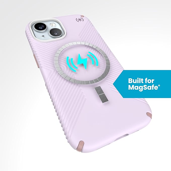 Speck Presidio2 Grip Soft Pink iPhone 15 Case - MagSafe Compatible with iPhone 14 & 13 - Slim 6.1 inch Case
