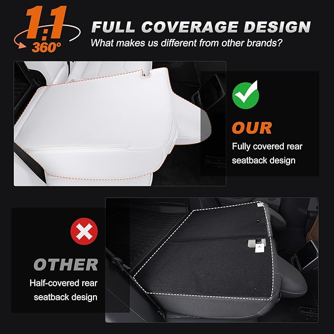 AOMSAZTO Car Seat Cover for Tesla Model 3 2024 2025 (Not for Performance) - Full Set Customized White Seat Covers (with Armrest Cover)