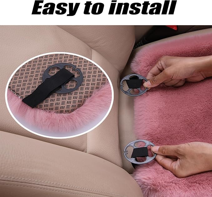 Plush Car Seat Cushion, Soft Warm Fuzzy Faux Rabbit Fur Fluffy Plush Auto Seat Cover Vehicle Car Front and Back Seat Protector Pad with Non-Slip Backing Cushion Interior Universal Fit (Brown,3PCS)