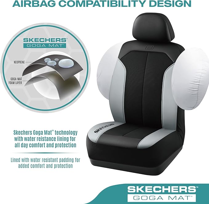 Skechers Car Seat Covers,GOGA Mat Oxford Cloth Seat Covers,Waterproof Car Seat Covers Front Seats,Automotive Universal Fit Seat Cover for Most Cars, Suvs, Trucks,Grey