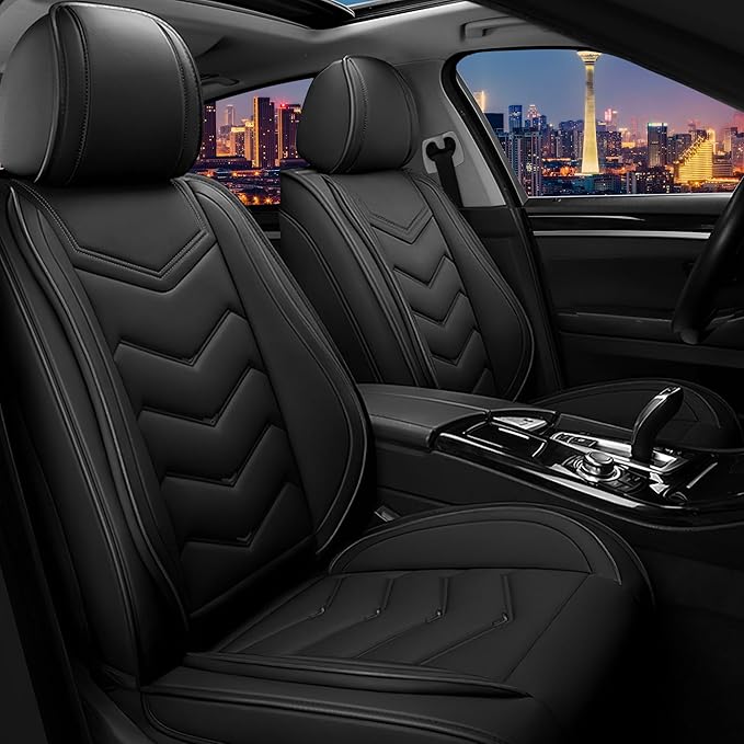 CTDS Car Seat Covers for Chevy Equinox 2005-2026, Stylish Sport Seat Cover, Premium Nappa Leather Car Seat Cover. Automobile Seat Covers Sets.(Standard 2 Seats/Pure Black)