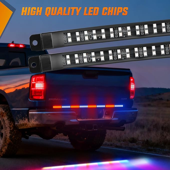 Nilight 60 Inch Emergency Strobe Light Strips with Controller, 384LED Flashing Warning Hazard Safety Rear Window Tailgate Lights for Truck Trailer Construction Plow Pickup Tow SUV Vehicles, Red Blue