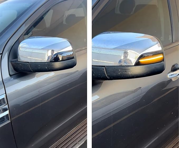 iJDMTOY Black-Out Smoked Lens Amber LED Dynamic Sequential Blink Side Mirror Turn Signal Light Assembly Kit Compatible With Ford 2019-2023 Ranger Lariat Chrome Housing ONLY