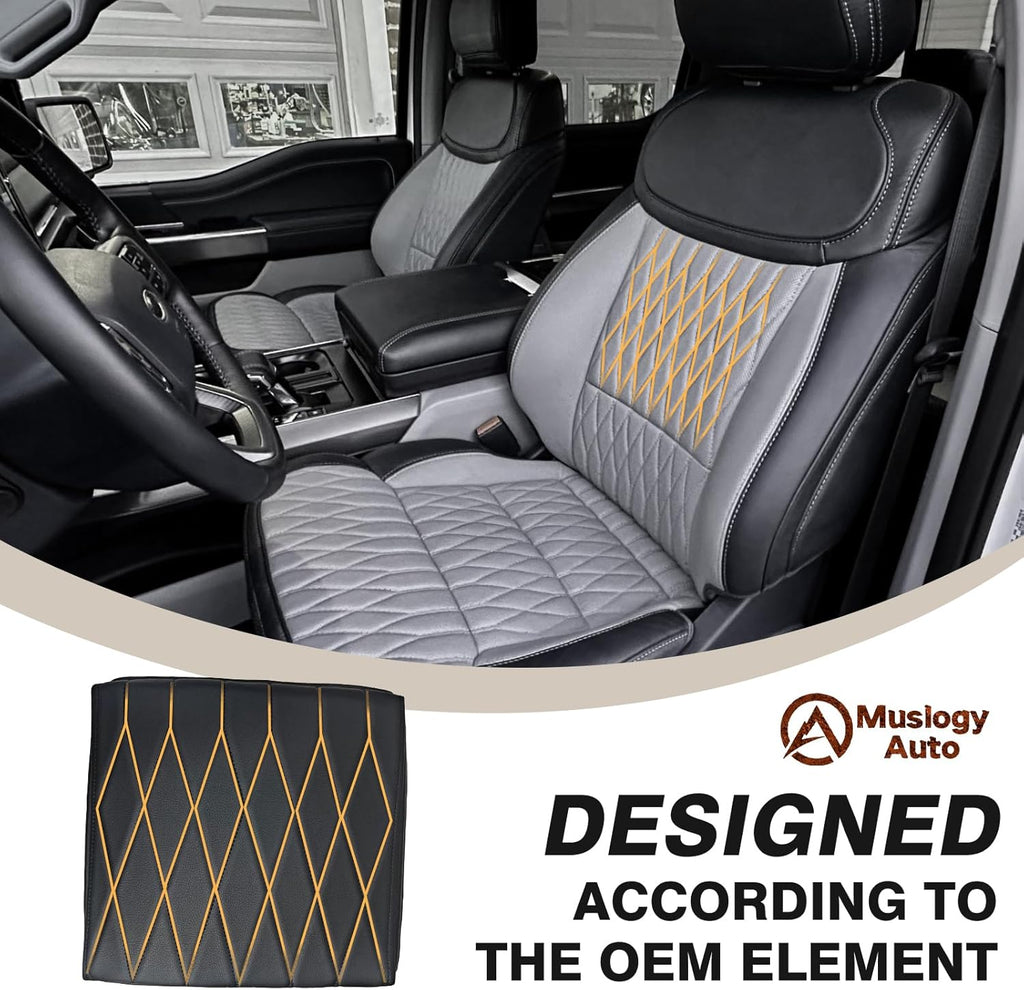 Muslogy Center Console Armrest Cover Compatible with Ford F-150 F150 2021-2025 Comfort Armrest Pad Arm Rest Cushion Vegan Leather Protector 1-Inch Extra Thick(WorkSurface ONLY)