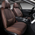 Coverado Universal Seat Covers Front, Universal Seat Covers for Cars, 2-Pack Waterproof Nappa Leather Car Seat Covers with Head Pillow, Auto Protectors Fit for Most Sedans SUV Pick-up Truck-Brown