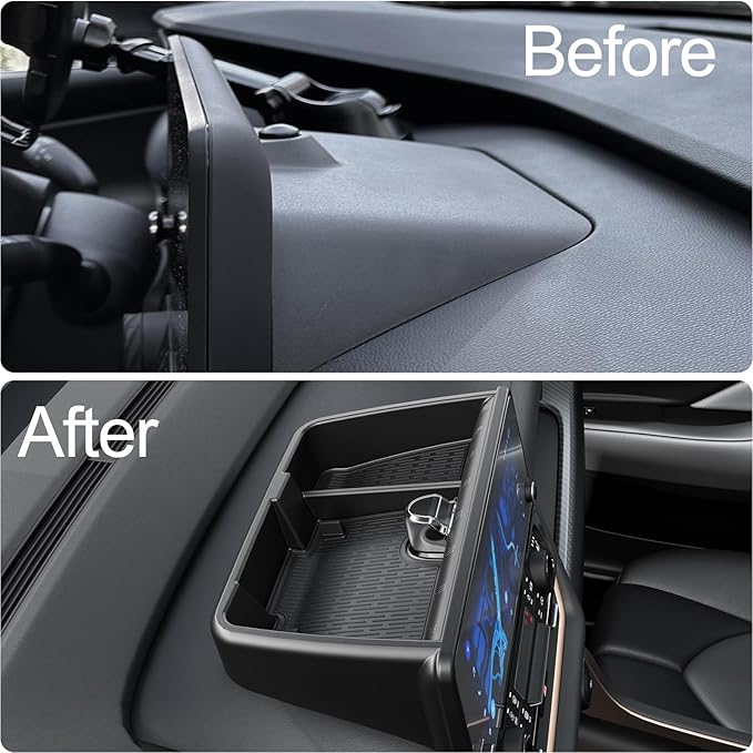for 2026 2025 2024 Grand Highlander Accessories Center Console Behind Screen Dashboard Organizer Tray, Storage box with Anti-Slip Black Pad for Toyota Grand Highlander Accessories