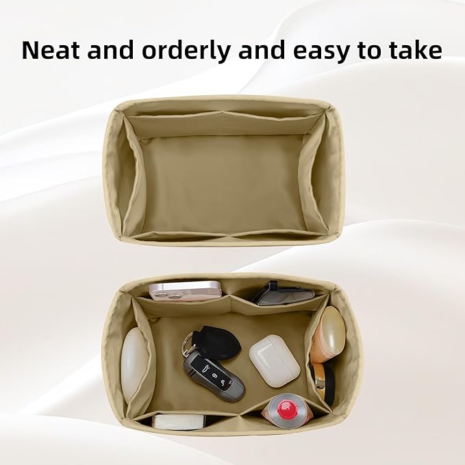 DGAZ Silk Purse Organizer Insert Fits LV Speedy 16/20/25/30/35/40/45 bags，Silky Smooth Bag Organizer，Luxury Handbag & Tote Shaper(S2 trench,SP25)