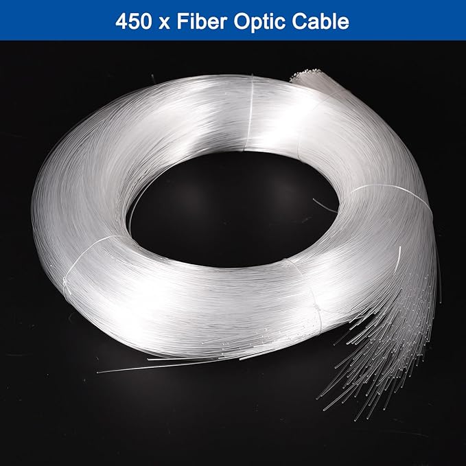 MECCANIXITY 550Pcs 9.8ft PMMA Mixed Fiber Optic Cable Strands 0.03 Inch Side Glow LED Illumination Crystal Cables Car Atmosphere Lights for Star Sky Roof Ceiling