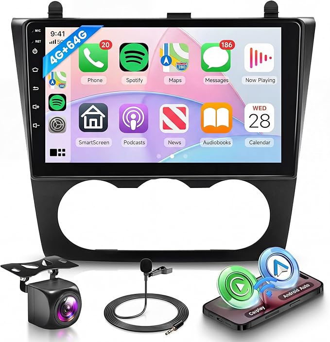 Android Car Stereo for Nissan Altima 2008-2012 with Wireless CarPlay Android Auto, 4Core 4G+64G 9 Inch Touchscreen Car Radio Mirror Link GPS Navigation WiFi Bluetooth FM RDS EQ SWC Backup Camera