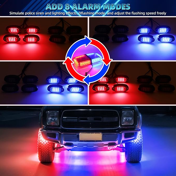 20 Pods Segmented RGB LED Rock Lights for Semi Trucks Offroad Pickup Trailer RV SUV Boat, 12V Waterproof Multicolor Neon Underglow Kit with APP/RF Control Red Brake Sync Music Vehicle Underbody Light