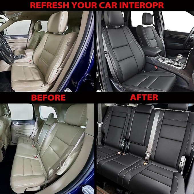 AOMSAZTO Seat Covers Custom Fit for Jeep Grand Cherokee 2011 2012 2013 2014 2015 2016 2017 2018 2019 2020 2021 Waterproof Faux Leather Automotive Seat Covers with Airbag Compatible (5 Seats,Black)