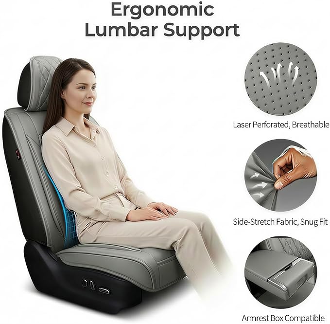 Fit Elantra Car Seat Covers for Hyundai Elantra 2017-2025 2026 - Premium Leather, Waterproof, All-Weather, Airbag Compatible, Anti-Slip, Breathable, Seat Protectors, Full Set, Gary