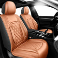 Fit Tucson Car Seat Covers Compatible with Hyundai Tucson 2010-2026, Premium Leather Breathable, Wear Resistant, Airbag Compatible, All-Weather Protection & Full Coverage, 2 Front Seat Brown
