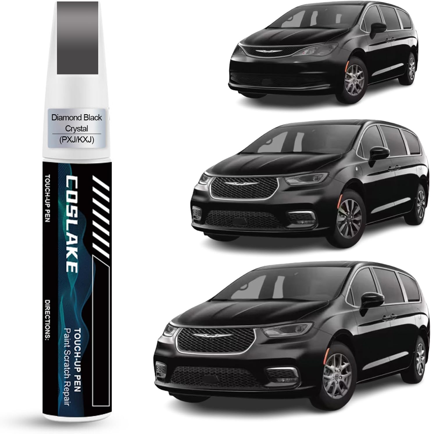 Car Touch Up Paint(Diamond Black Crystal(PXJ/KXJ)) for Chrysler, Car Paint Scratch Repair Kit, Quick & Easy Solution to Repair, 2 in 1 Scratch Remover Pen with 2PCS Disposable Micro Applicators