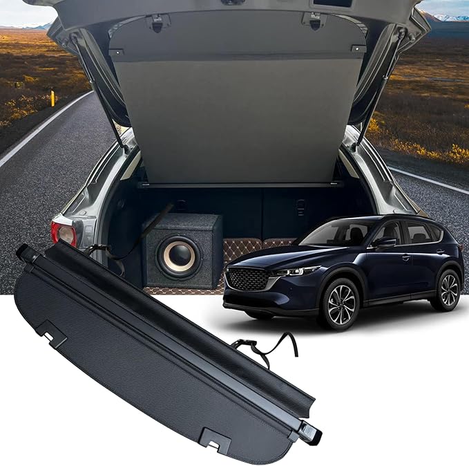 MIALUTY® Cargo Cover for 2017-2025 Mazda CX5 Retractable Trunk Cover CX-5 Accessories Anti-Peeping Anti-Theft Privacy Screen,Trunk Luggage Shield Shade Carbon Fiber Texture