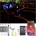 Car Ambient Lighting Kit 64 Colors Multicoloured Music Optic Fiber RF Remote + APP Control Car DIY Decorative Atmosphere Lighting DC 12V 1W 6m