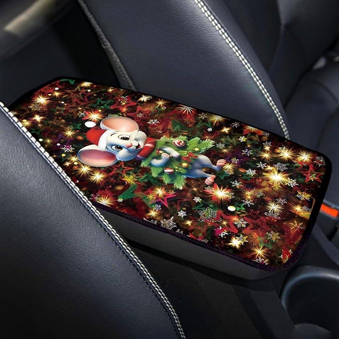 Cartoon Mouse Armrest Pad Cover for Cars Arm Rest Cushion Pads Car Center Console Cushion Non Slip Car Accessories Car Xmas Decoration