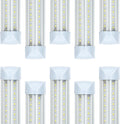 10 Pack 8FT T8 LED Shop Lights, 100W Integrated Tube Light, 19200LM 6000-6500K Daylight, Linkable Lighting, Plug & Play Energy-Saving Commercial Bay Lighting Garage Warehouse Basement (V2)