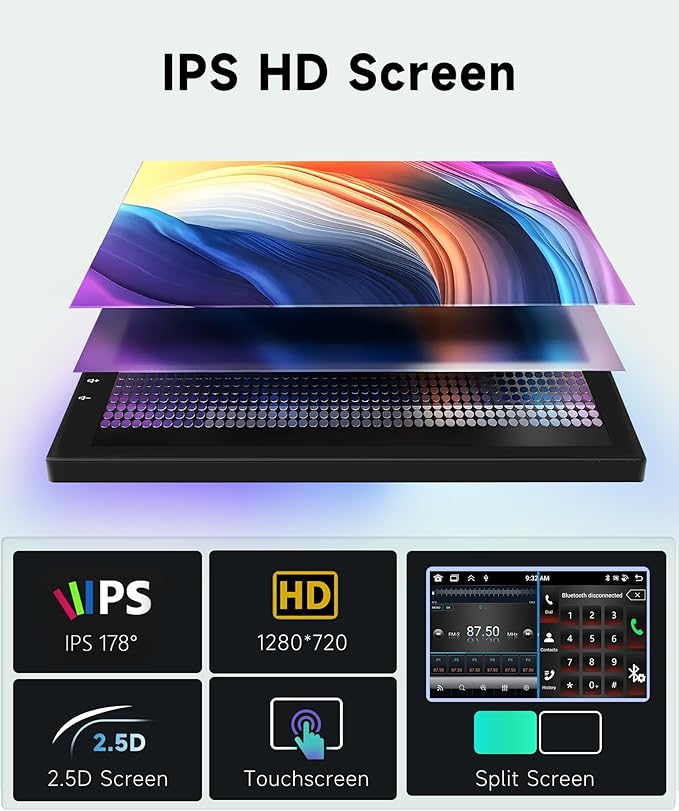 8 CORE 4G+64G Car Radio Stereo for Honda Accord 2008-2013 with Wireless CarPlay/Android Auto, 10.1 inch 1280 * 720P IPS Touch Screen Android 13 GPS WiFi Bluetooth 32-Band DSP SWC HD Camera