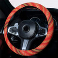 Ethnic Style Coarse Flax Cloth Automotive Steering Wheel Cover Anti Slip and Sweat Absorption Auto Car Wrap Cover (J, 14.5''-15'')