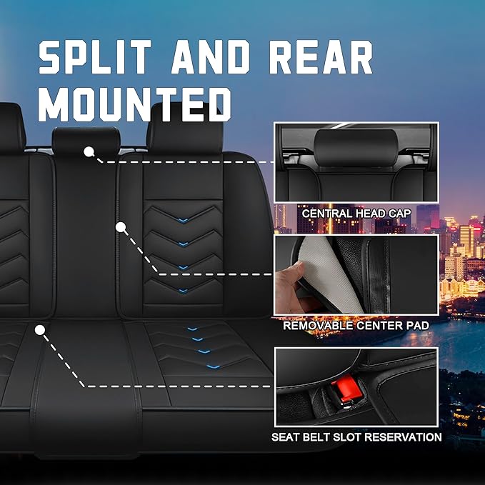 CTDS Car Seat Covers for Nissan Pathfinder 2000-2026, Stylish Sport Seat Cover, Premium Nappa Leather Car Seat Cover. Automobile Seat Covers Sets.(Standard 5 Seats/Black Blue)