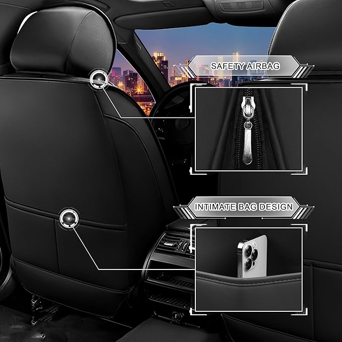 CTDS Car Seat Covers for Nissan Sentra 2000-2026, Stylish Sport Seat Cover, Premium Nappa Leather Car Seat Cover. Automobile Seat Covers Sets.(Standard 2 Seats/Pure Black)