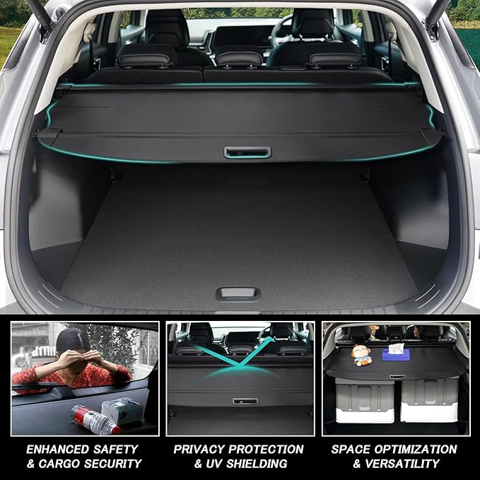 Cargo Cover for Genesis GV70 2022-2025 2026 Accessories Retractable Trunk Cover Security Shielding Shade Cargo Luggage Cover Trunk Privacy Protection (Carbon Fiber Texture)