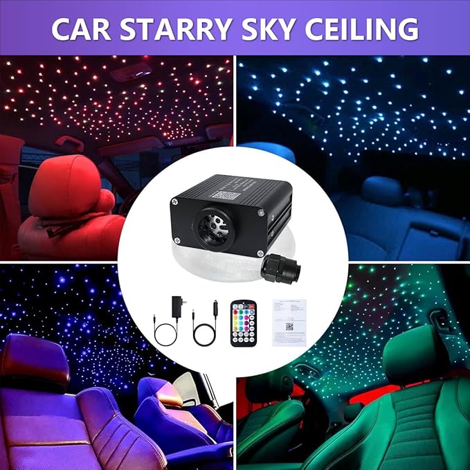 16W Car Home Starlight Headliner Kit, Twinkle & Sound Activate RGBW Fiber Optic Lights with APP & Remote Control, Star Lights for Ceiling Decoration, 550 pcs 9.8ft