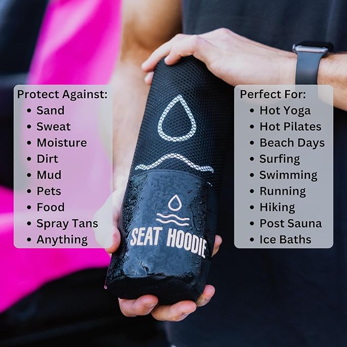 Car Seat Towel | Premium Microfiber Towel Seat Covers for Cars | Universal Fit & Machine Washable | Portable Car Seat Towel Cover After Gym, Yoga, Beach Black