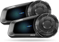Fodsports FX-S Motorcycle Bluetooth Headset V5.4, 2-Way Helmet Intercom Communication System with IP67 Waterproof, CVC Noise Cancellation, Hands-Free Music/Call, 2 Type Mics, Black, 2 Pack