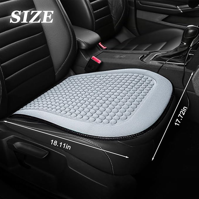 Car Front Seat Bottom Cover, Cool Breathable Anti-Slip Vehicle Driver Seat Protector Cushion, Comfortable Auto Interior Chair Protection Pad Mat, Universal for Truck SUV Sedan (Grey)