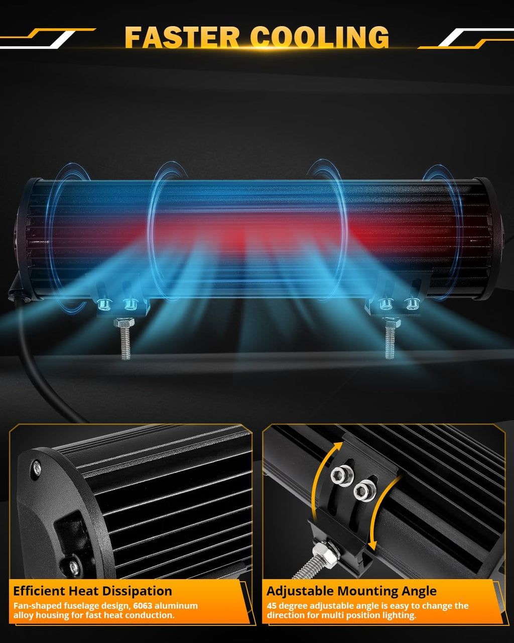 Auxbeam 12 Inch LED Light Bar, 6 Modes Strobe Amber Pod Lights Yellow Fog Light Dual Color Spot Flood Offroad Driving Lights, Memory Function LED Work Lights for Truck Car ATV