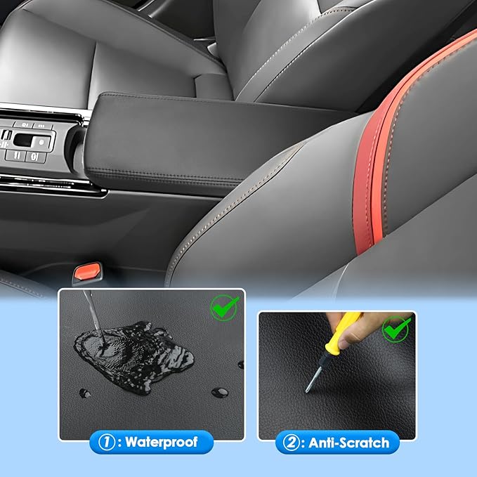 2023 2024 2025 2026 Prius Center Console Cover for Toyota Prius (LE/XLE/Limited/Nightshade Edition), Waterproof&Comfy Leather Armrest Cover 2026 2025 Prius Accessories (Leather)