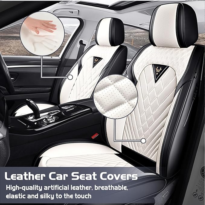 Truck Seat Covers for Ram 2500 2009-2026, Waterproof Premium Leather Full Coverage Car Seat Cover, Muscle Sport Style Auto Interior Seat Cover Sets (Full Set/Black White)