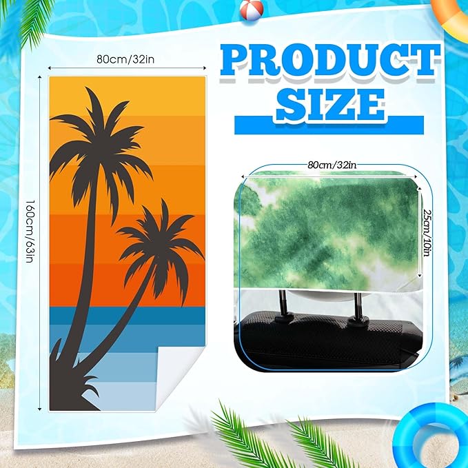 1 Pack Car Seat Towel Covers with Storage Bag 63 x 32 Inch Athletic Running Towel Seat Sweat Washable Non Slip Cover Gift for Car Outdoor Sport Activities (Beach Palm Trees)