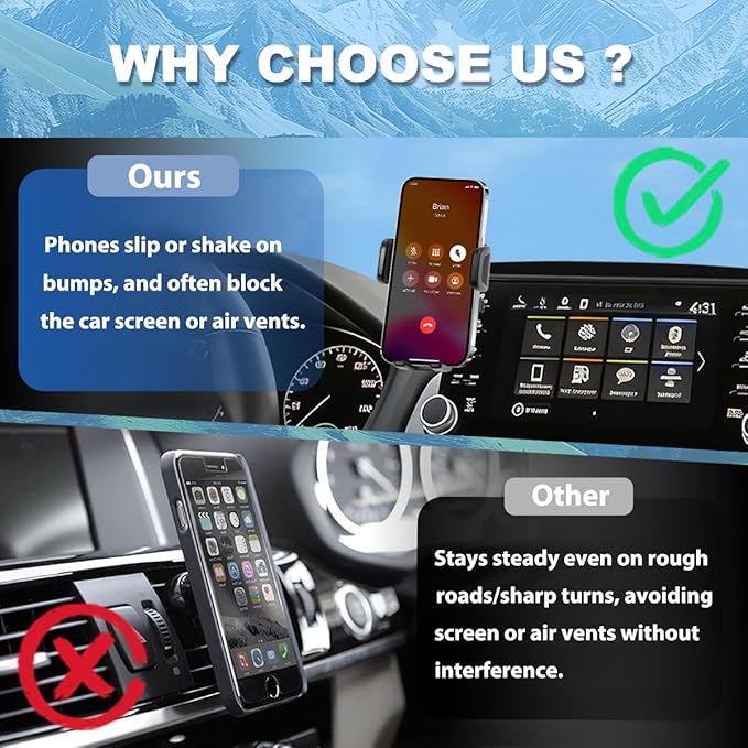 Car Phone Holder Fit for 2023-2025 Honda Accord Accessories Phone Mount 12.3-inch Screen Fixed Clip, Cell Phone Automobile Cradles Hands-Free 360 Degree Rotation Not Affect Air Vent