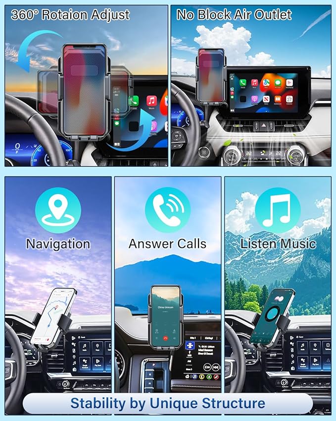 PZK Car Phone Mount for 2022-2025 2026 Chevy Chevrolet Silverado 1500/GMC Sierra 1500 LT/RST/ZR2/LTZ/LT Trail Boss/High Country Accessories 13.4-Inch Screen Auto Lock Chevy Phone Holder 360° Rotation