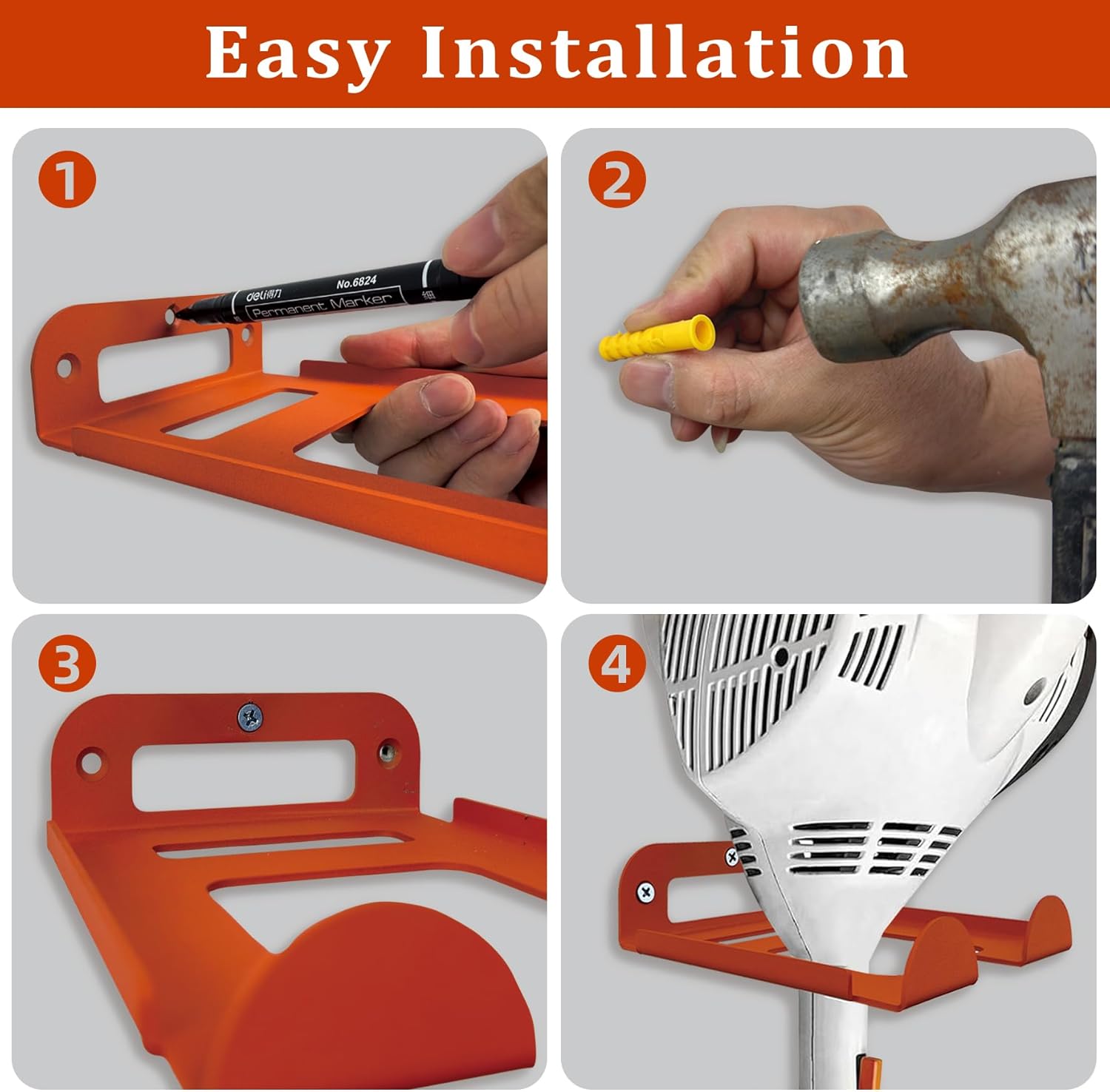 Weed Eater Hanger -1 Pack Heavy Duty Trimmer Rack Wall Mount for Grass Trimmer, Garden Tool Rack/Bracket, Wall Mount Tool Hanger, Shed Storage, Weed Wacker Holder