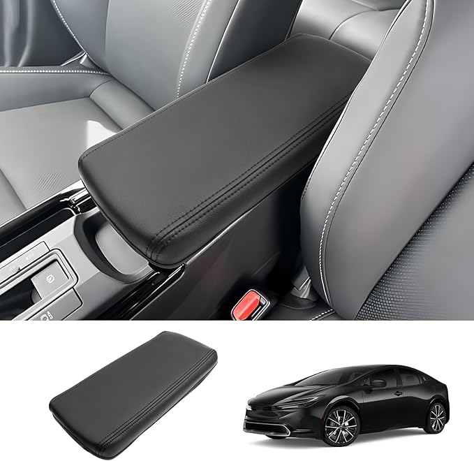 2023 2024 2025 2026 Prius Center Console Cover for Toyota Prius (LE/XLE/Limited/Nightshade Edition), Waterproof&Comfy Leather Armrest Cover 2026 2025 Prius Accessories (Leather)