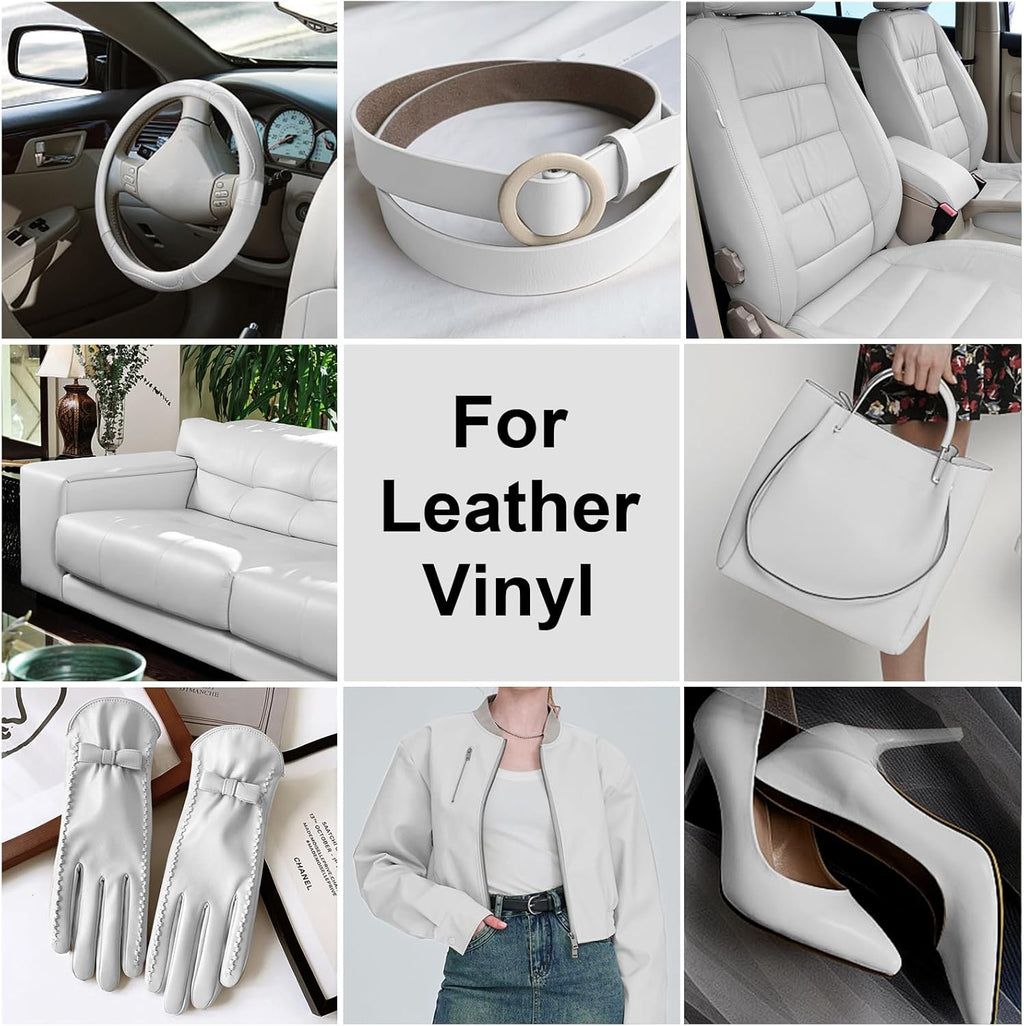 Leather Recoloring Balm, Leather Color Restorer Conditioner, Leather Restorer for Couches Paint, Leather Scratch Remover, Scratch Leather Faded Repair Kits for Vinyl Furniture (White, 75ML)