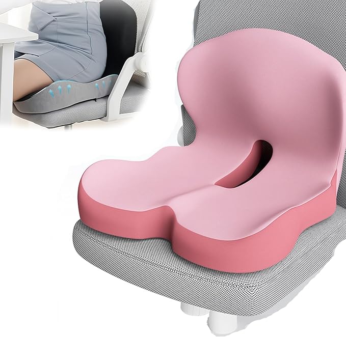 Back and Seat Cushion, Soothe+Cushion,Car Seats with Lumbar Support,Memory Foam Non Slip Skin with Back Support for Office Chair, Car (Color Matching C)
