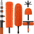 SISUPASSIE 20FT Reach High Ceiling Duster Kit, Window Cleaning kit with 3-12FT Extension Pole, Fan Duster for Ceiling Fan Blades, Microfiber Feather Duster, Rotatable Window Squeegee and Cobweb Duster