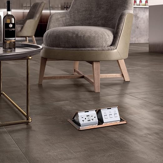 KYHSHJ Dual Pop-Up Floor Electrical Outlet Box Kit，20 Amp Stainless Steel USB TR Receptacle Outlet，3-Port RJ45 Datacom Receptacle， ETL Listed, Bronze