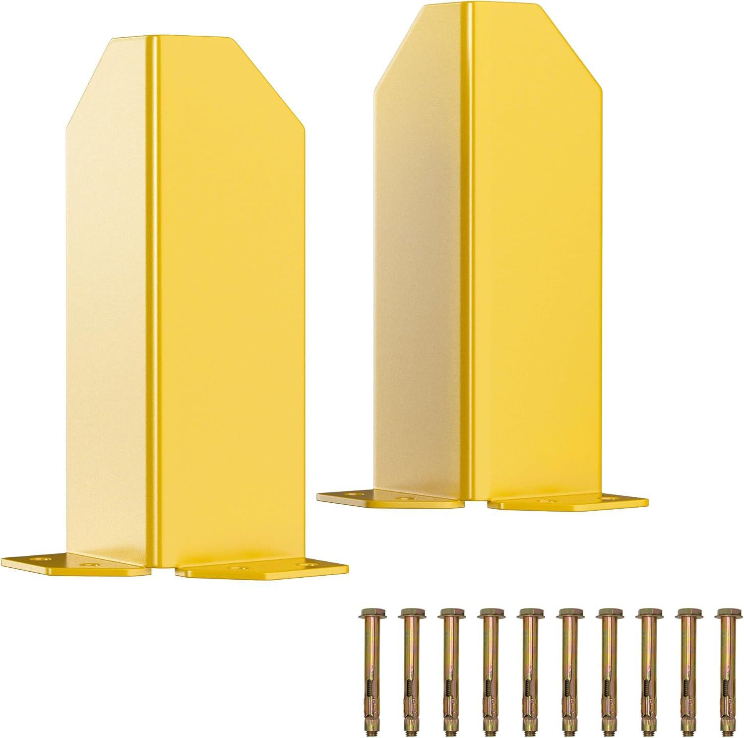 Nisorpa Pallet Rack Post Protectors, 12" Pallet Racking Guards with Hardware L Shape Safety Yellow Pallet Edge Protectors Set of 2