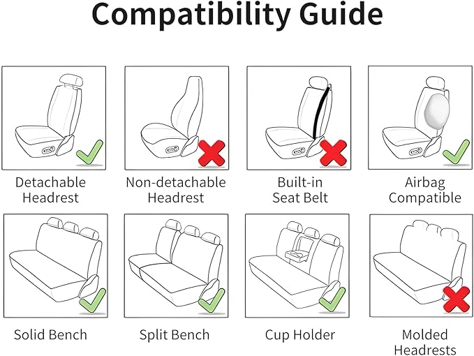 Car Seat Covers Front Seats, Luxury Leather Waterproof Non-Slip Seat Protector Universal Fit for Most Cars SUVs Trucks Pick-ups,White and Black Car Accessories Interior(Front White)