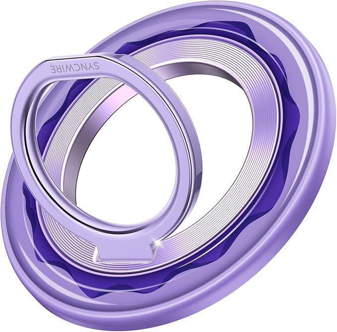 SYNCWIRE Magnetic Phone Ring Holder for MagSafe - Phone Grip Stand with 360° Rotation Finger Ring Kickstand Compatible with iPhone 17 16 15 14 13 12 Pro Max MagSafe Accessories,Blueberry Purple